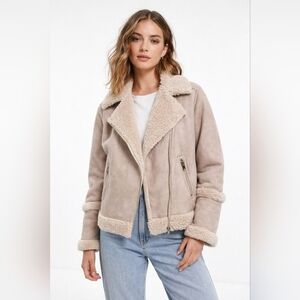 Miss Selfridge Borg Jacket Aviator Shearling Faux Fur US 10/UK 14/EU 42